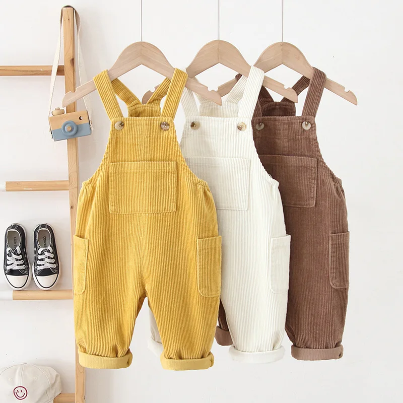 

Solid Kids Girls and Boys Corduroy Overall Pants Casual Loose Children Jumpsuit Clothes Korean Style Toddler Suspender Pants