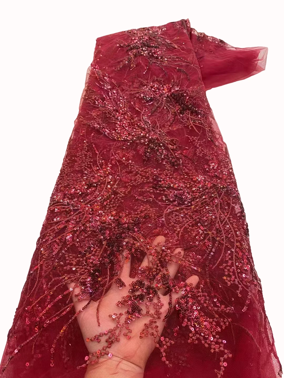 

Европейское и американское высококачественное Сетчатое кружево с вышивкой, модное свадебное платье Чонсам с блестками, Ткань 5 ярдов