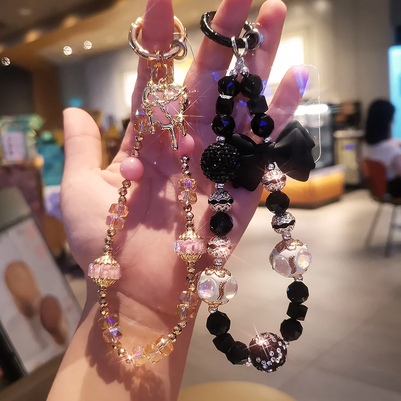

Mobile Phone Lanyard Phnom Penh Love Pendant Crystal Bead Bracelet Wrist Strap Clip Style Phone Case Universal Anti Loss Lanyard