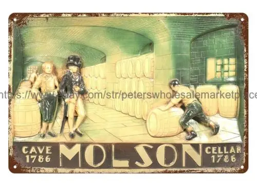 Молсон Пивная пещера 1980-х годов погреб металлическая жестяная вывеска