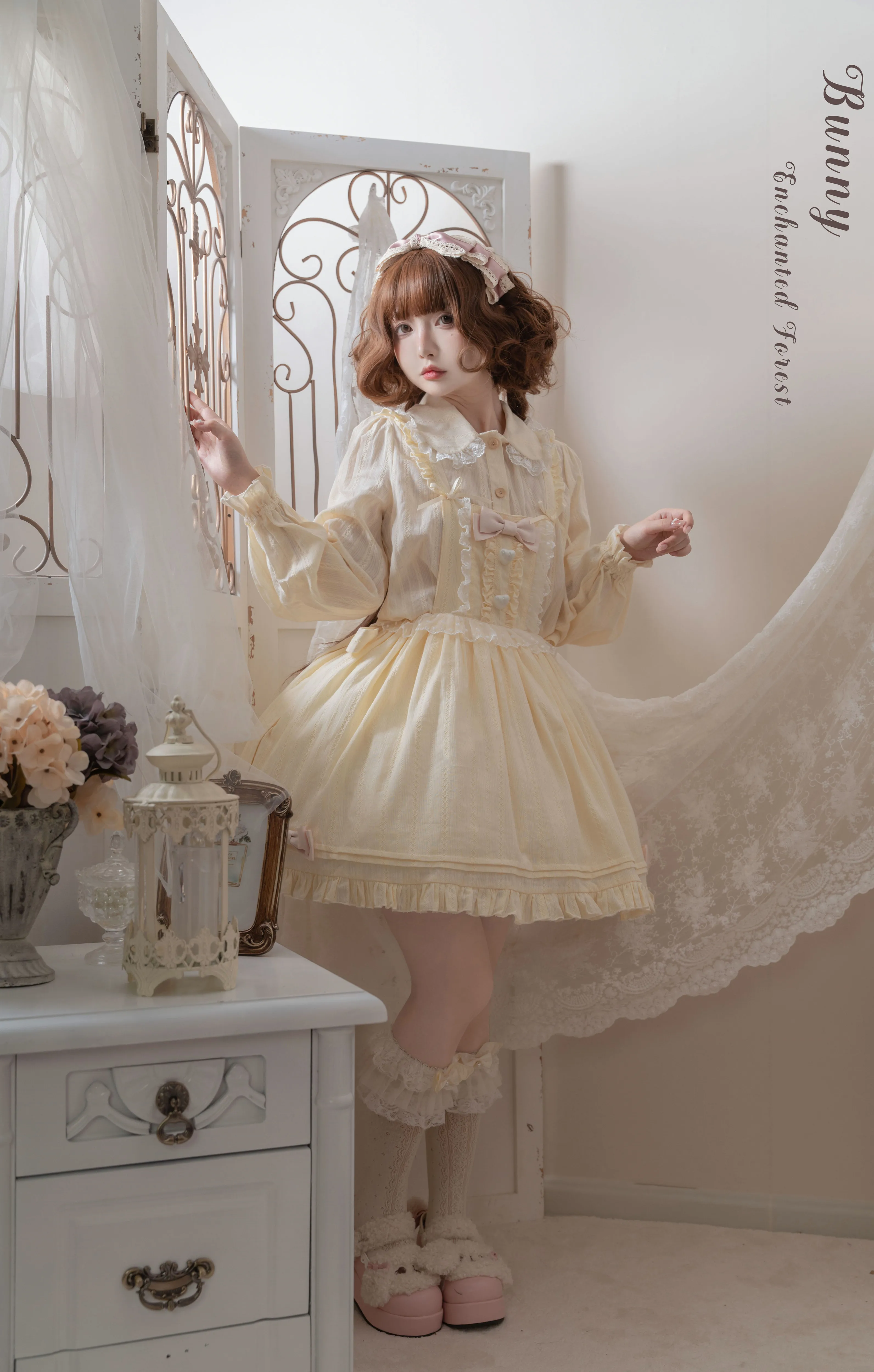 

Original Cute Women Lolita OP Dress Flouncing Lace Trim Japanese Harajuku Long Sleeves Doll Teen Dress Fairy Vestidos