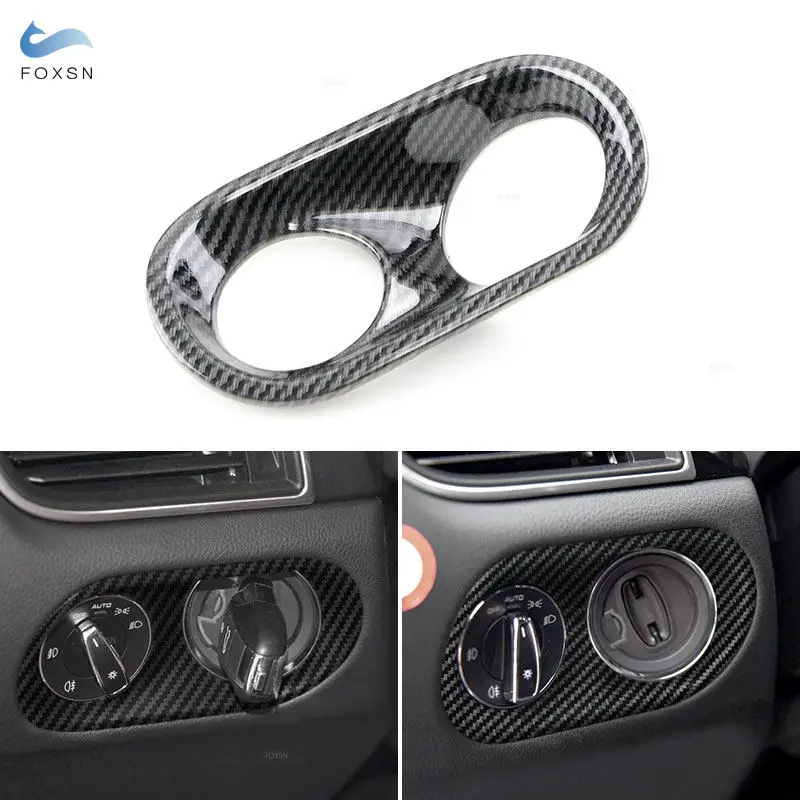 

Carbon Fiber Texture Car Styling Headlight Switch Knob Frame Cover Trim For Porsche Macan 2014 2015 2016 2017 2018 2019 2020 LHD