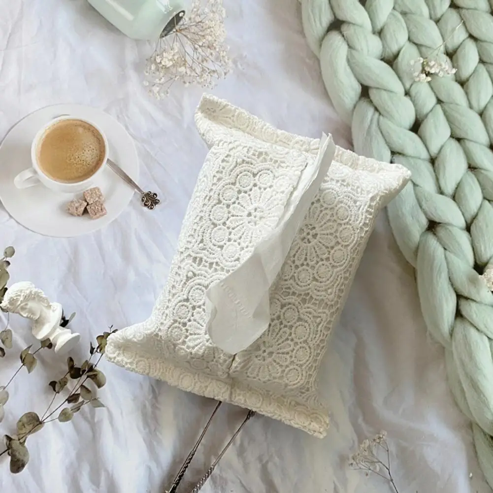 

Tissue Box Cover Tissue Case Decorative for Home Embroidered Vintage Lace Cover for Home