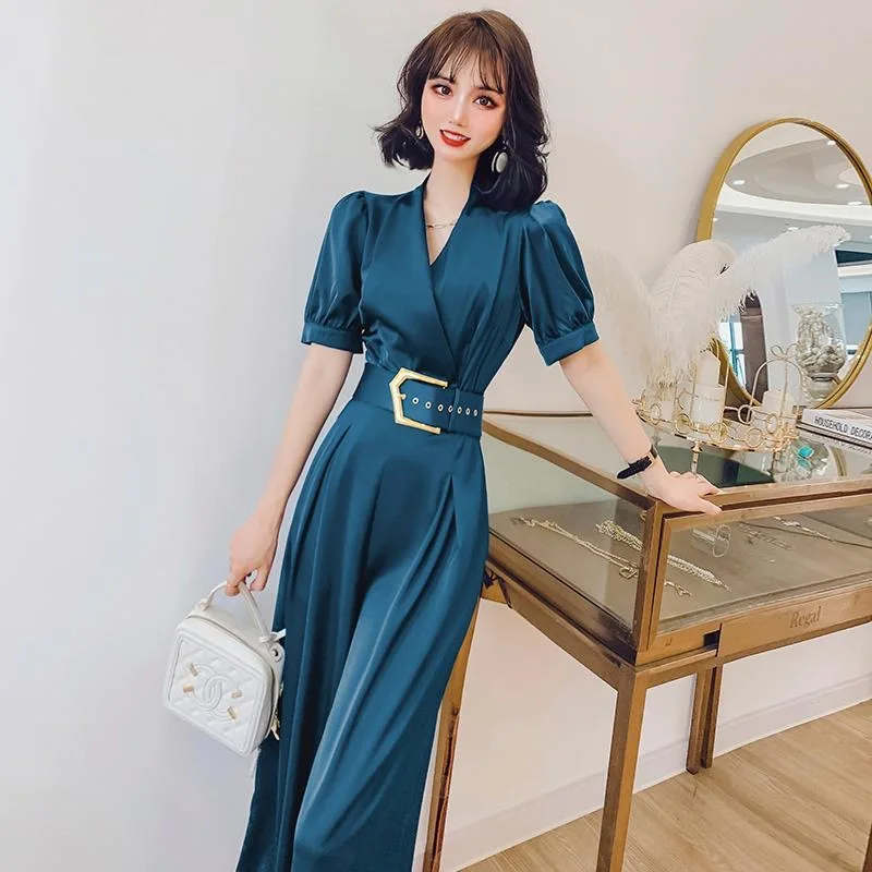 Fashion Women Jumpsuits 2022 Summer Pleated Wide Leg Overalls Casual Solid Sleeveless Loose Button Up Rompers