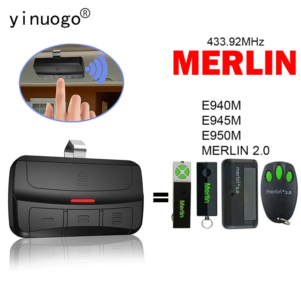 

For MERLIN E940M E945M E950M Remote Control Gate Opener MERLIN 2.0 Garage Door Remote Control 433.92MHz Rolling Code Transmitter