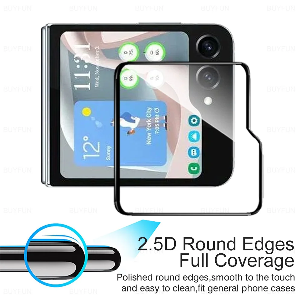 Защитное стекло закаленное с черными краями для Samsung Galaxy Z Flip6