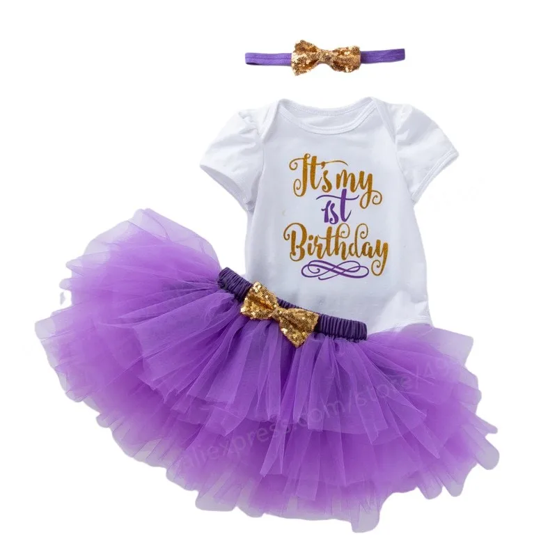 

Baby Girl Clothes 1 Year Birthday Dress Toddler Girls Lace Dresses 1st Birthday Outfit Tutu Skirt With Headband