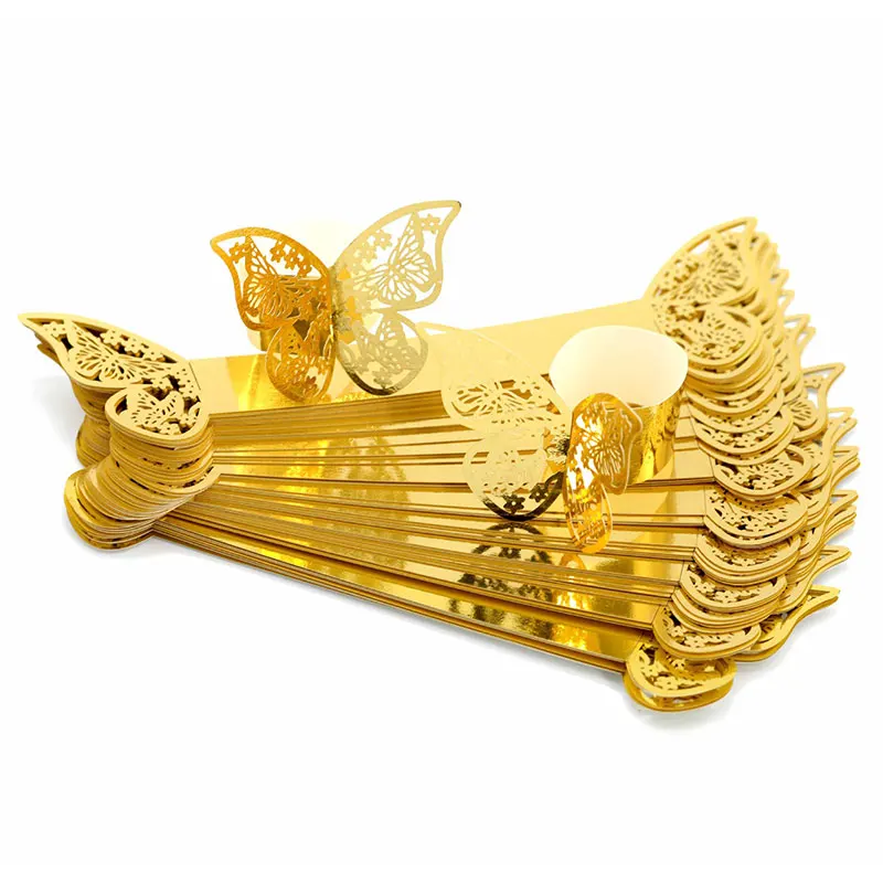 

50 шт., бумажные кольца для салфеток в форме бабочки