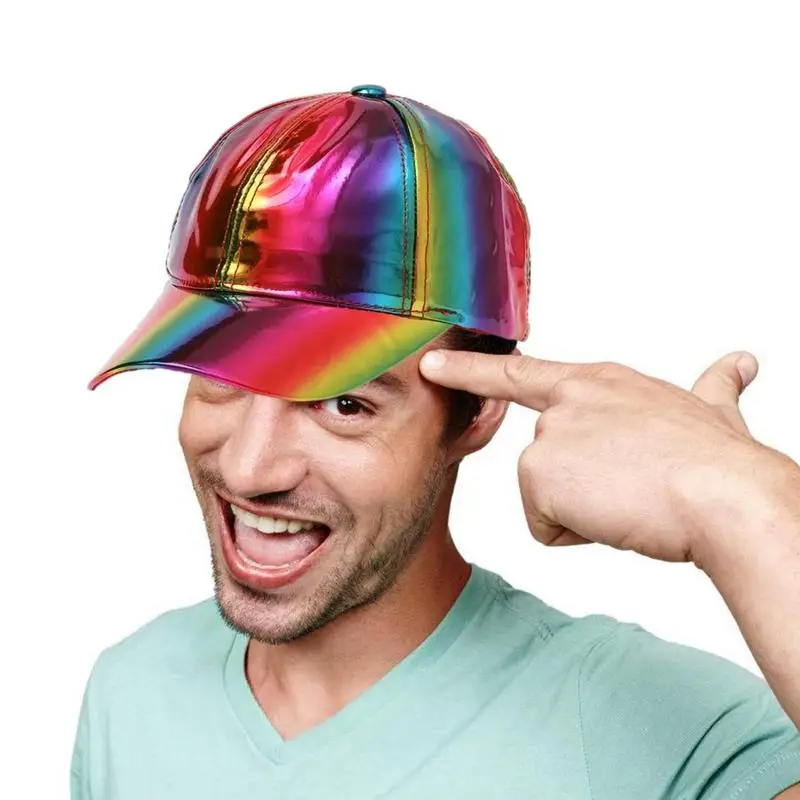 

Cosplay Replicas Shining Holographics Caps Hip Hop Flat Brim Rock Snapback Hat Reflective Snapback Hat For Rave Cosplay Casual