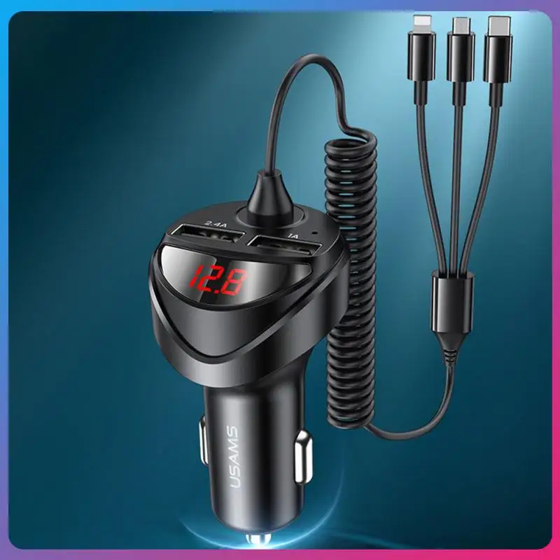 

Car Charger Dual Usb Multifunctional Car Cigarette Lighter 3.4a Fm Transmitter Car Charger Flash Charge Car Accessories