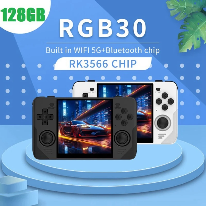 Игровая консоль RGB30 в стиле ретро 16 ГБ + 128 4 0 дюйма 720X720 четырехъядерный процессор 5