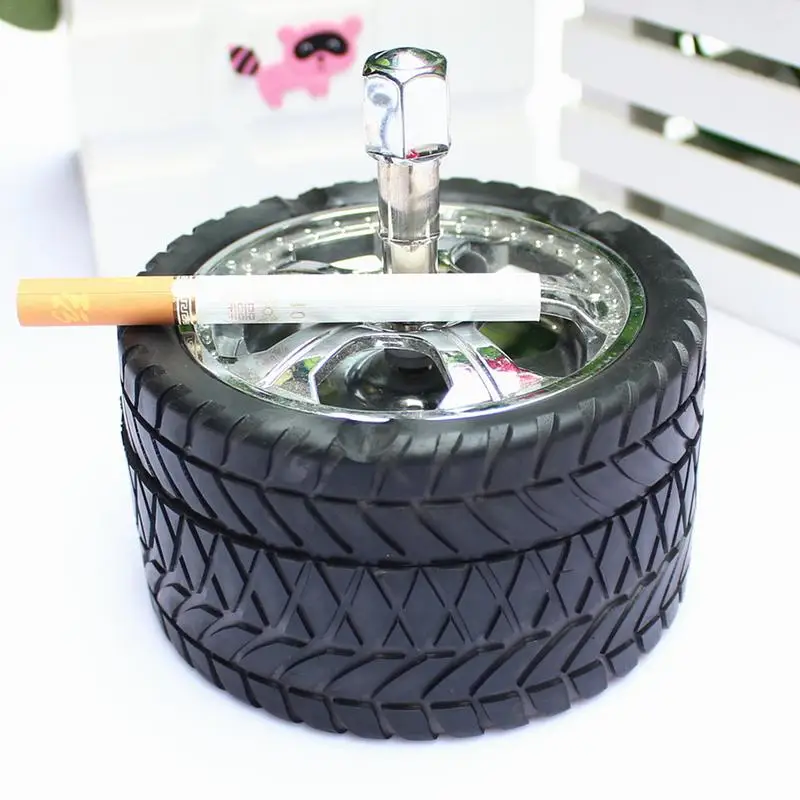 

Creative Car Tires Cigarette Ash Cylinder Press Rotary Fashion Decoration Car Ashtray Cigar Ashtray Ash Tray Ashtrays With Lids