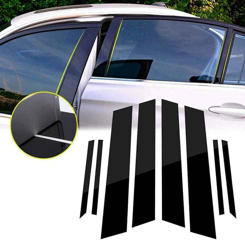 

New6PCS Window Pillar Posts Cover, for Honda Civic 2006-2011 Side Door Panel Trims, Glossy Black