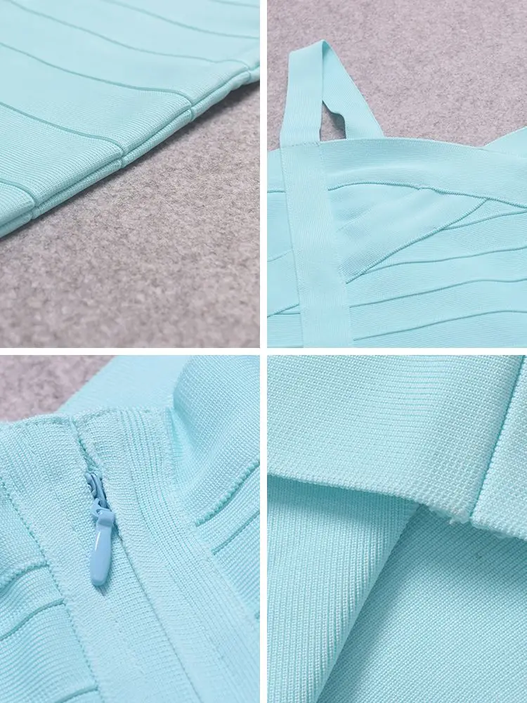 BEAUKEY синее женское Бандажное платье на бретелях-спагетти HL облегающее