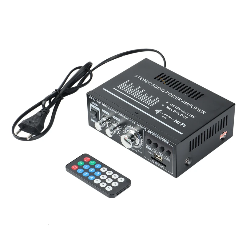 

Bluetooth 5.0 Power Amplifier, Stereo Hi-Fi 2.0 Channel Audio Receiver, With Bass And Treble Control(EU Plug)