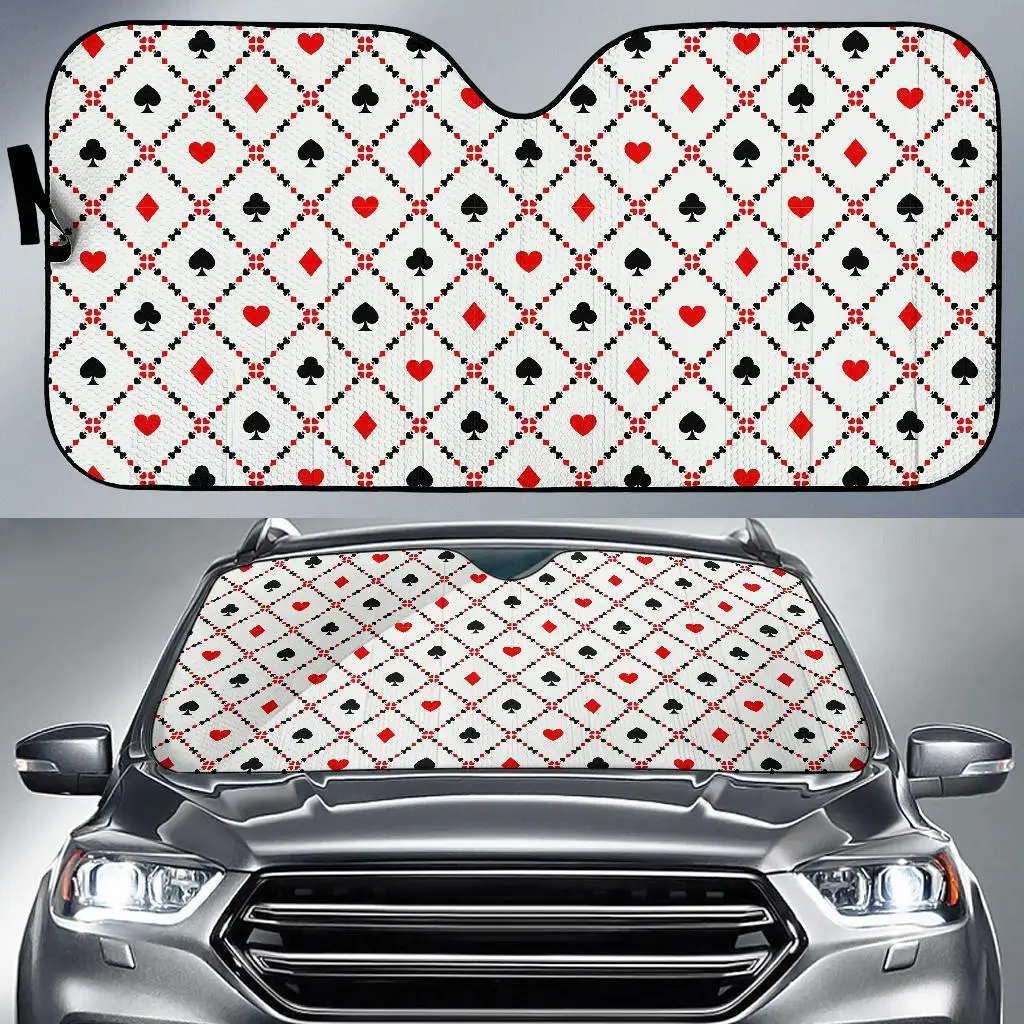 

Playing Card Casino Poker Pattern Print Auto Sun Shade Car Windshield Window Cover Sunshade