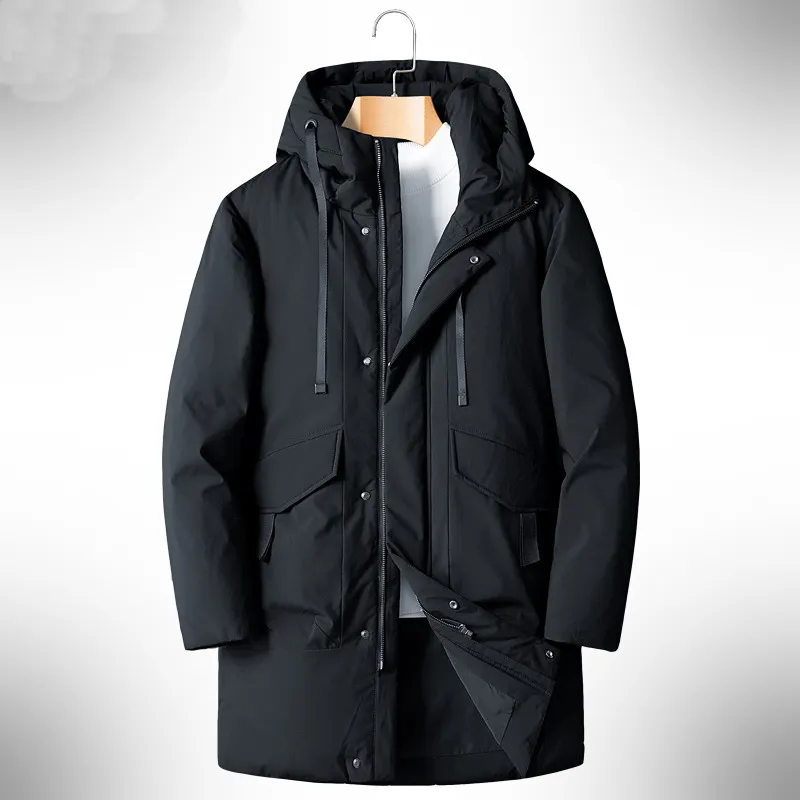 

Winter 90% White Duck Down Coat Men 2021 Hooded Fashion High Quality Long Thicken Warm Down Jacket Black Overcoat Parkas 8XL