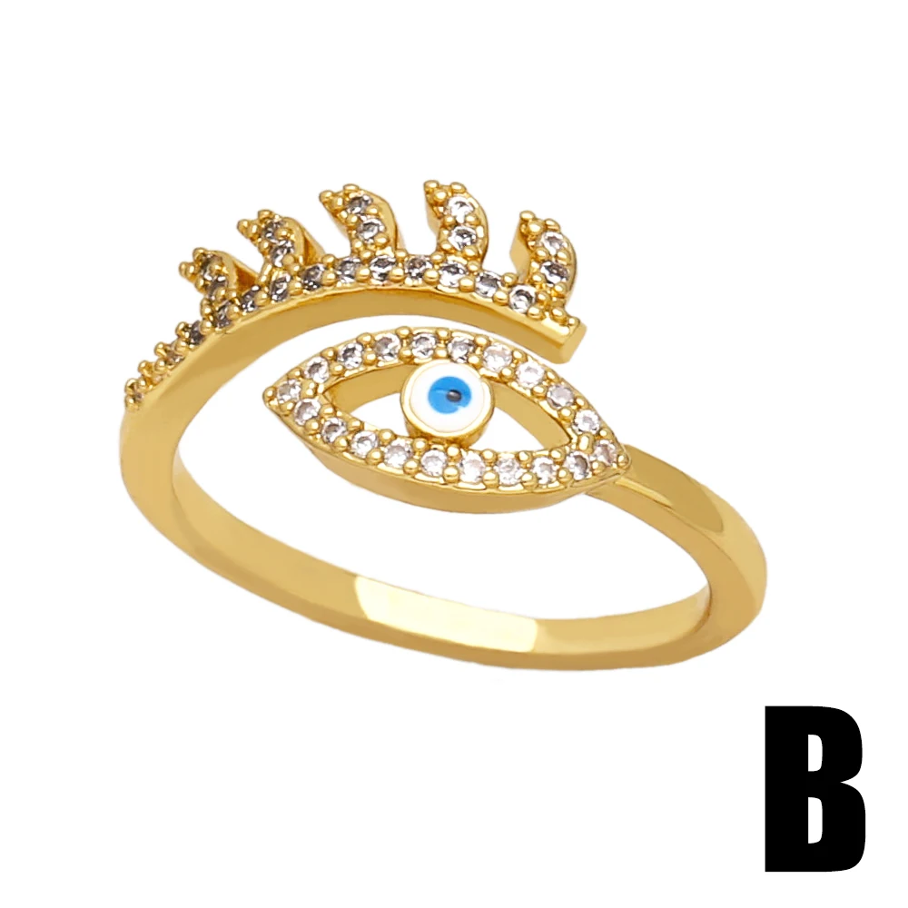 OCESRIO белые кристаллы эмаль синий глаз кольца для женщин медные позолоченные