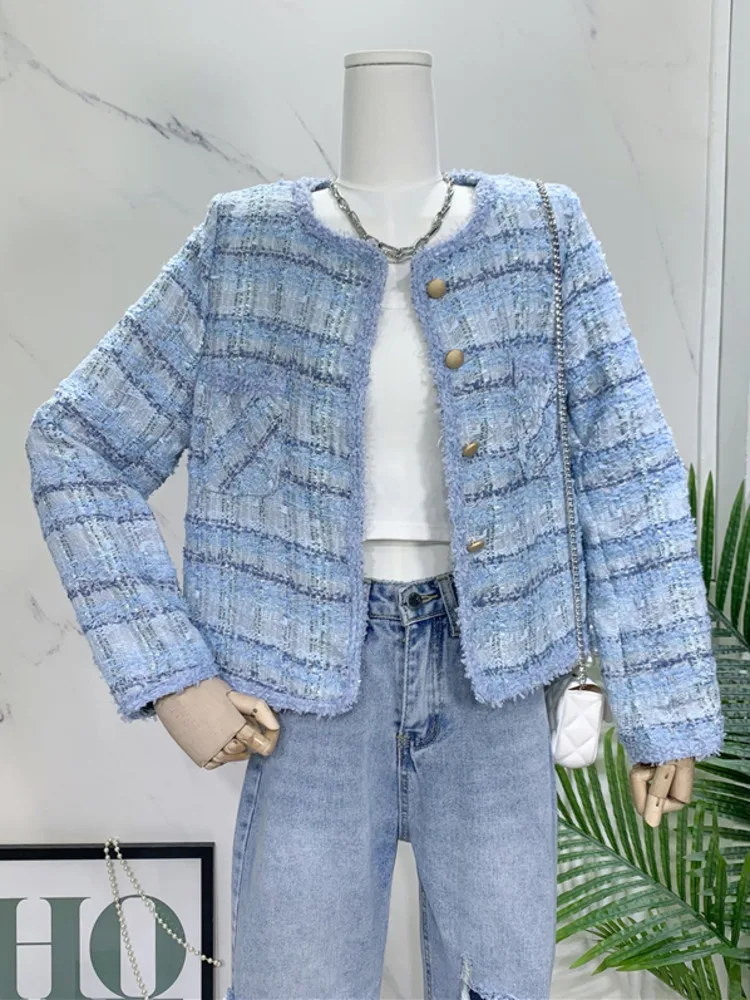 

Autumn Winter Luxury Small Fragrance Woolen Tweed Jacket Women Fashion French Vintage Slim Coats Top Female Outerwear Casacos