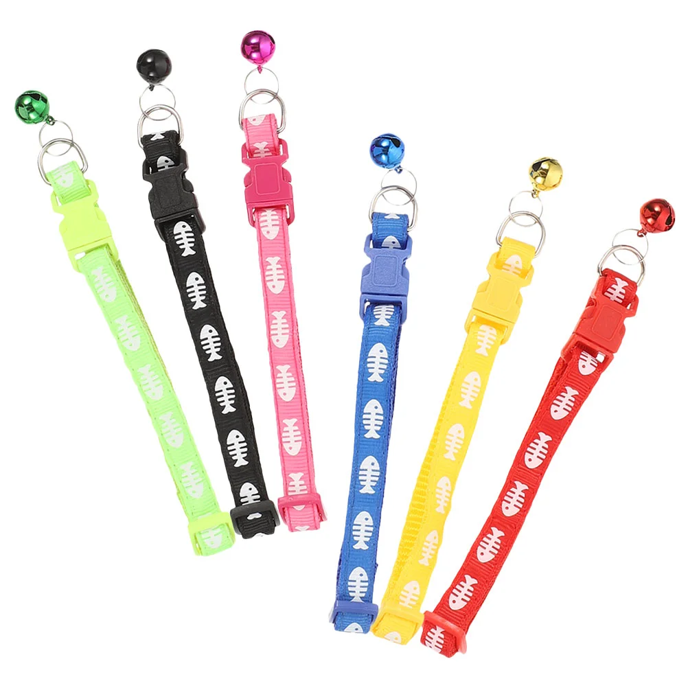 

6Pcs Printing Decor Outdoor Cat Collar Wear-resistant Puppy Collar Cat Supply for Dog Decor Kitten Cat