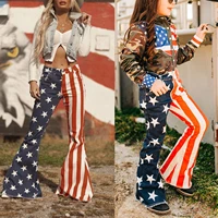 family jeans independence day color matching bootcut jeans striped star print zip button design flared trousers
