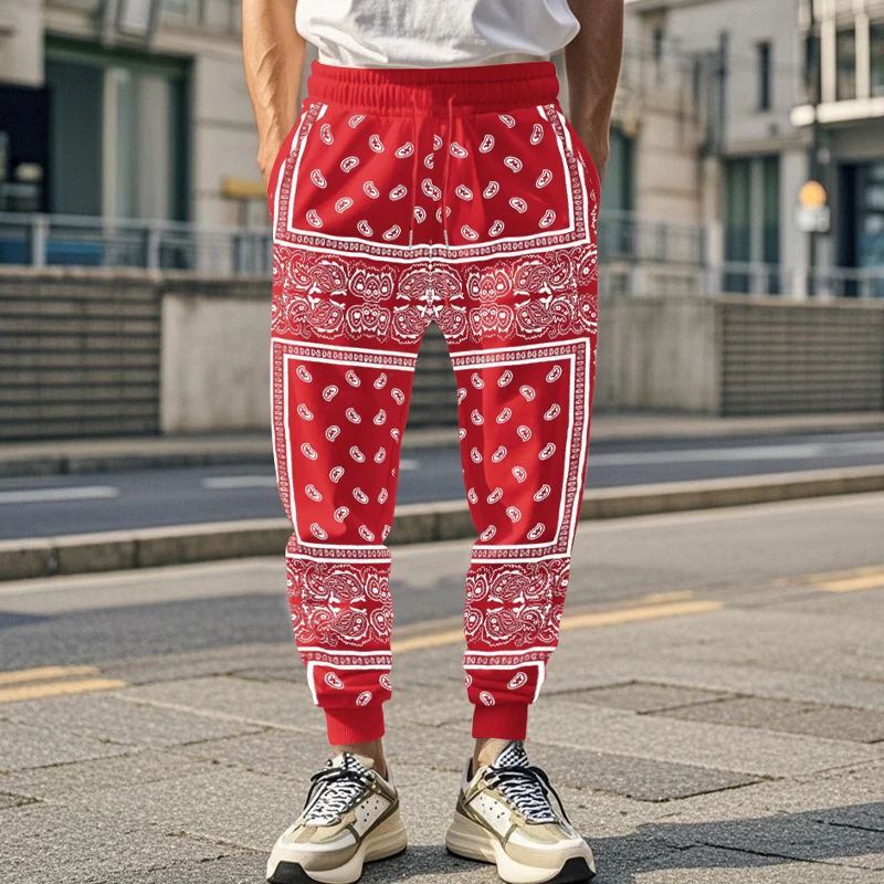 Мужские повседневные брюки спортивный корсет с кулиской и цветком кешью уличный