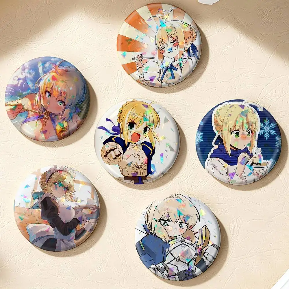 Фото Значки-броши Artoria Pendragon Saber Fate Stay Night FGO 75мм 44мм 25мм для рюкзаков и головных уборов №1