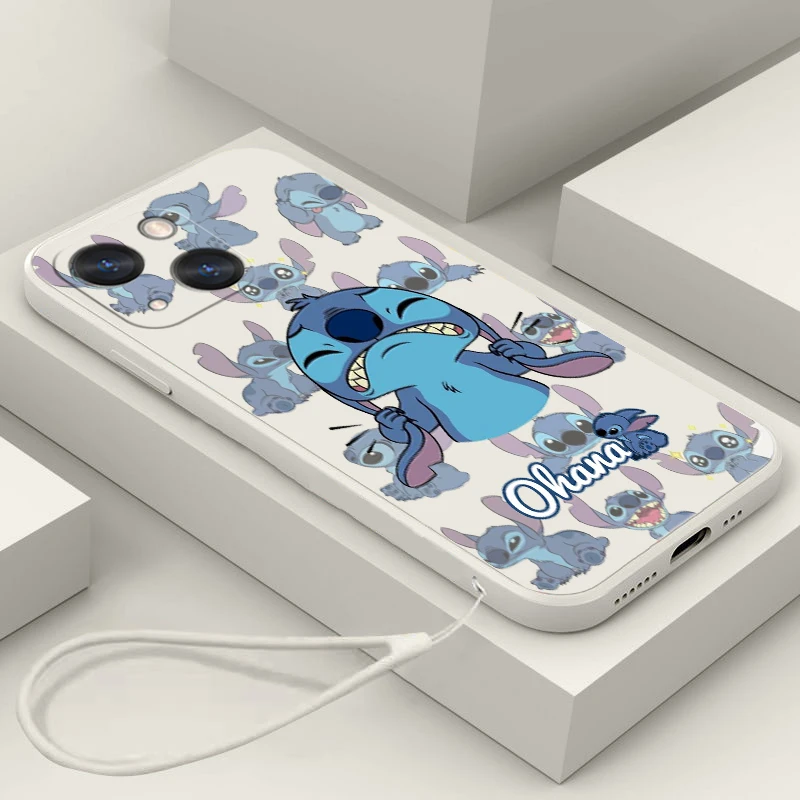 

Disney Stitch Fidgety For iPhone 14 13 12 Mini 11 Pro XS MAX XR X 8 7 6S SE Plus Liquid Rope Shockproof Phone Case