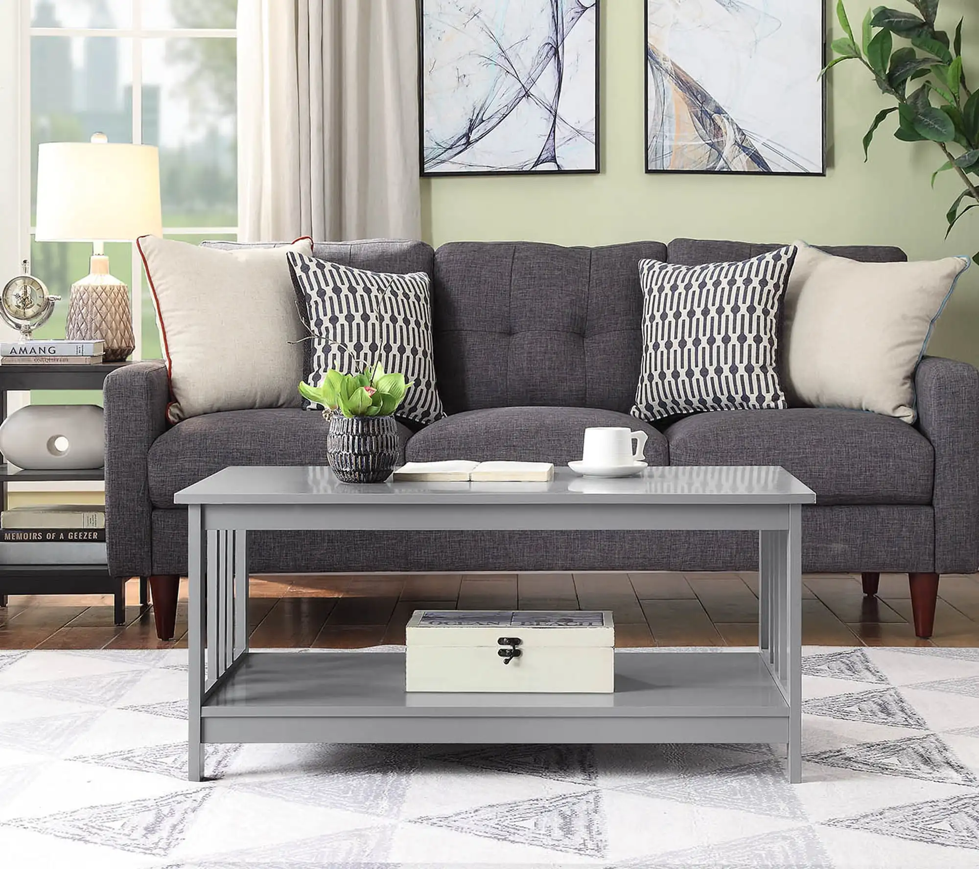 

Mission Coffee Table with Shelf, Gray