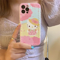 hello kitty phone cases for iphone 13 12 11 pro max mini xr xs max 8 x 7 se 2022 girly cartoon cute frosted soft shell