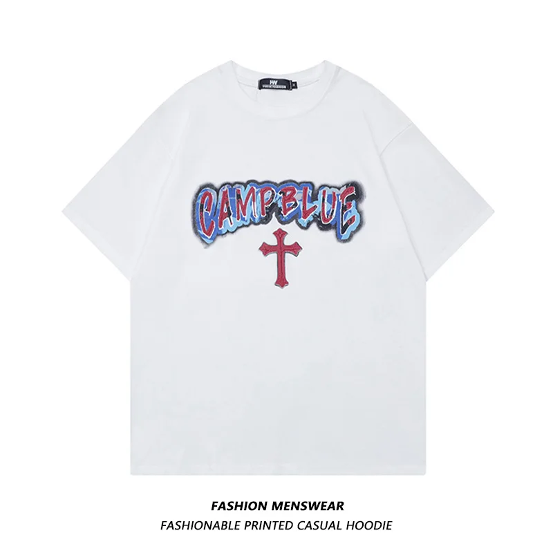 

European and American Contrast Letter Printing Men and Women Couples 2022 Summer New Oversize Versatile T-shirt