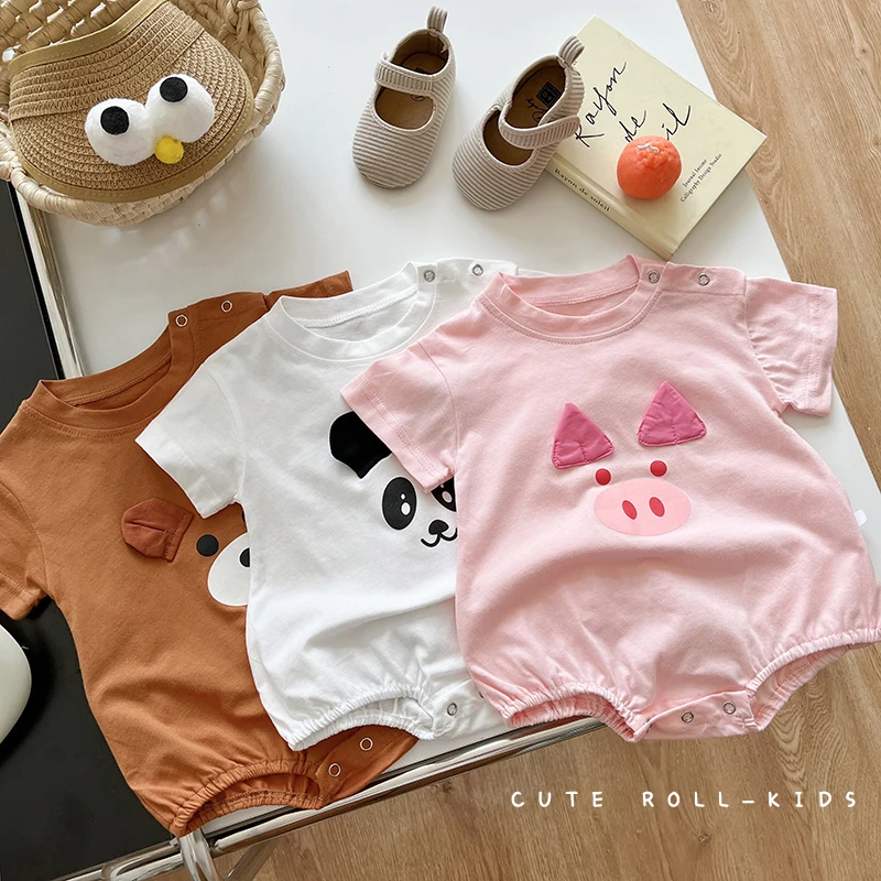 

Jenny&Dave Infant and toddler fart wrap suit 2023 summer super cute short sleeved romper jumpsuit for boys and girls cute triang