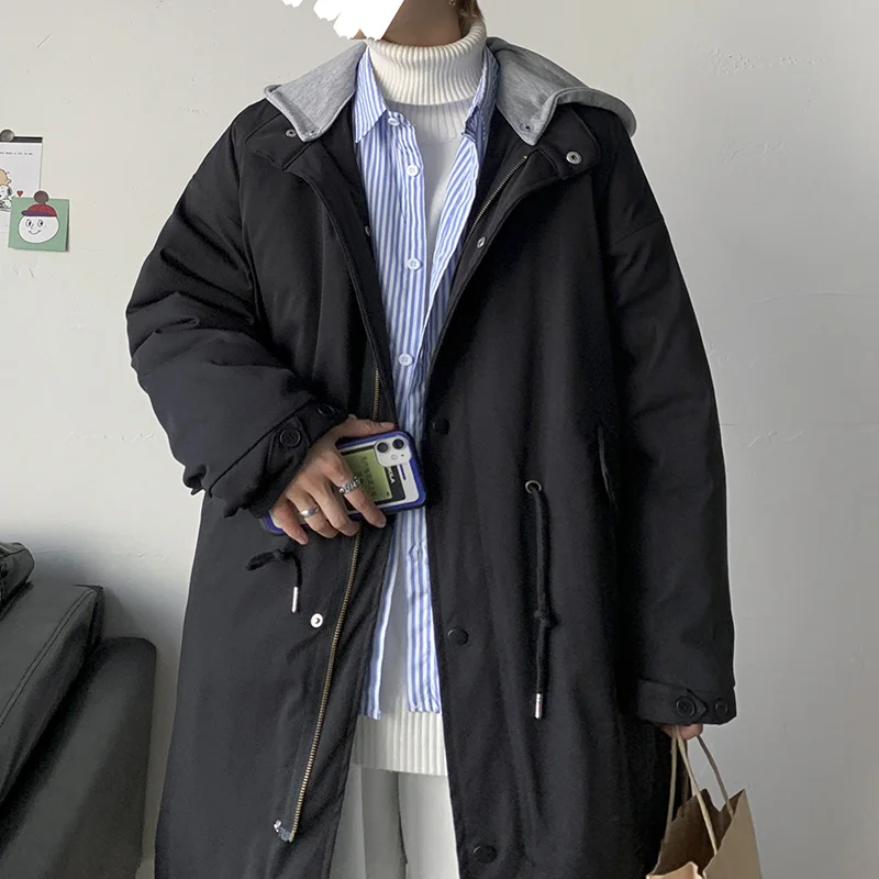 Winter Thick Long Coat Men Warm Fashion Oversize Hooded Coat Men Korean Loose Thicken Lamb Fur Jacket Mens Overcoat M-2XL