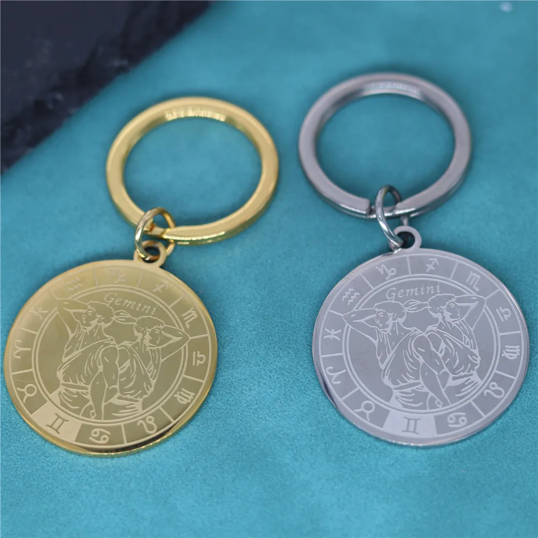 Брелок для ключей из нержавеющей стали с 12 созвездиями и знаками Зодиака