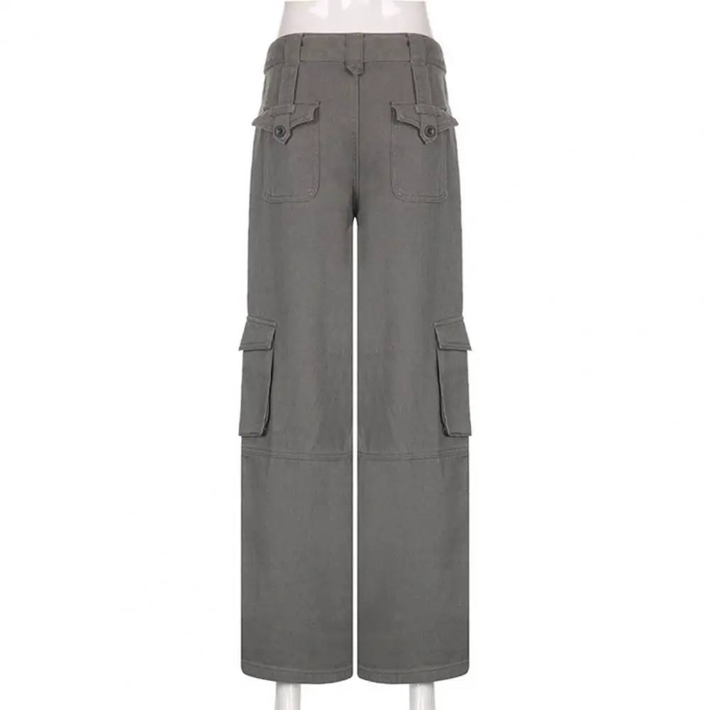 

Брюки-карго женские, популярные джинсовые штаны с широкими штанинами, с множеством карманов, легкие брюки-карго с завышенной талией