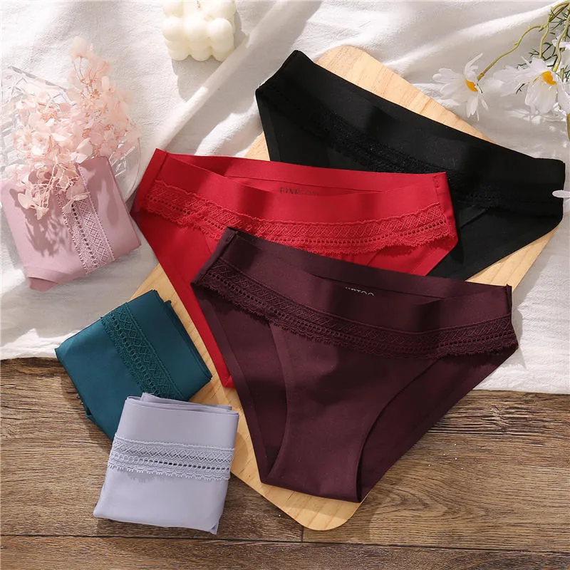 

Lace Panties Women's Underwear Lingerie Seamless Panties Underpants Sexy Briefs Intimates Woman Girls Hollow Solid Color Pantys