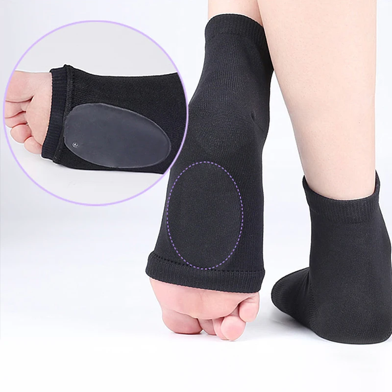

2Pcs Arch Support Sleeve Cushioned Soft Elastic Gel Pad Fabric Arch Socks for Flat Foot Pain Relief Plantar Fasciitis Heel Spurs