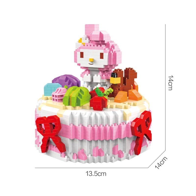 Sanrio аниме Мелодия Hello Kitty мелкие строительные блоки головоломка в сборе карусель