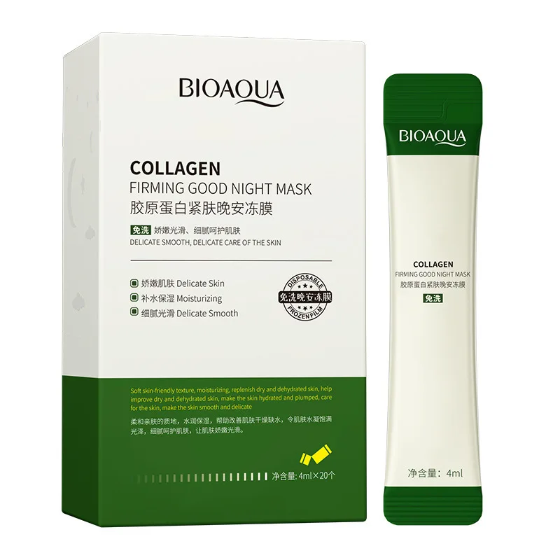 

20PCS/BOX BIOAQUA Collagen GoodNight Repair Gel Refreshing Oil Control Moisturizing Firming Skin Nowash Facial Cream Neck Cream
