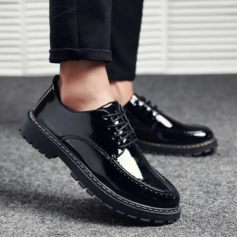 

2022 Men Spring Autum Leather Boots Men Fashion Ankle Boots Business Casual Man Lace-up Shoes Chunky Work Shoes