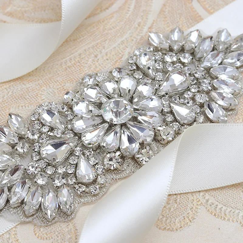 

New Bridal Belt Rhinestone Crystal Satin Ribbon Wedding Belts Bridal Dress Sashes Accessories Bling Sashes for Bride Bridesmaids