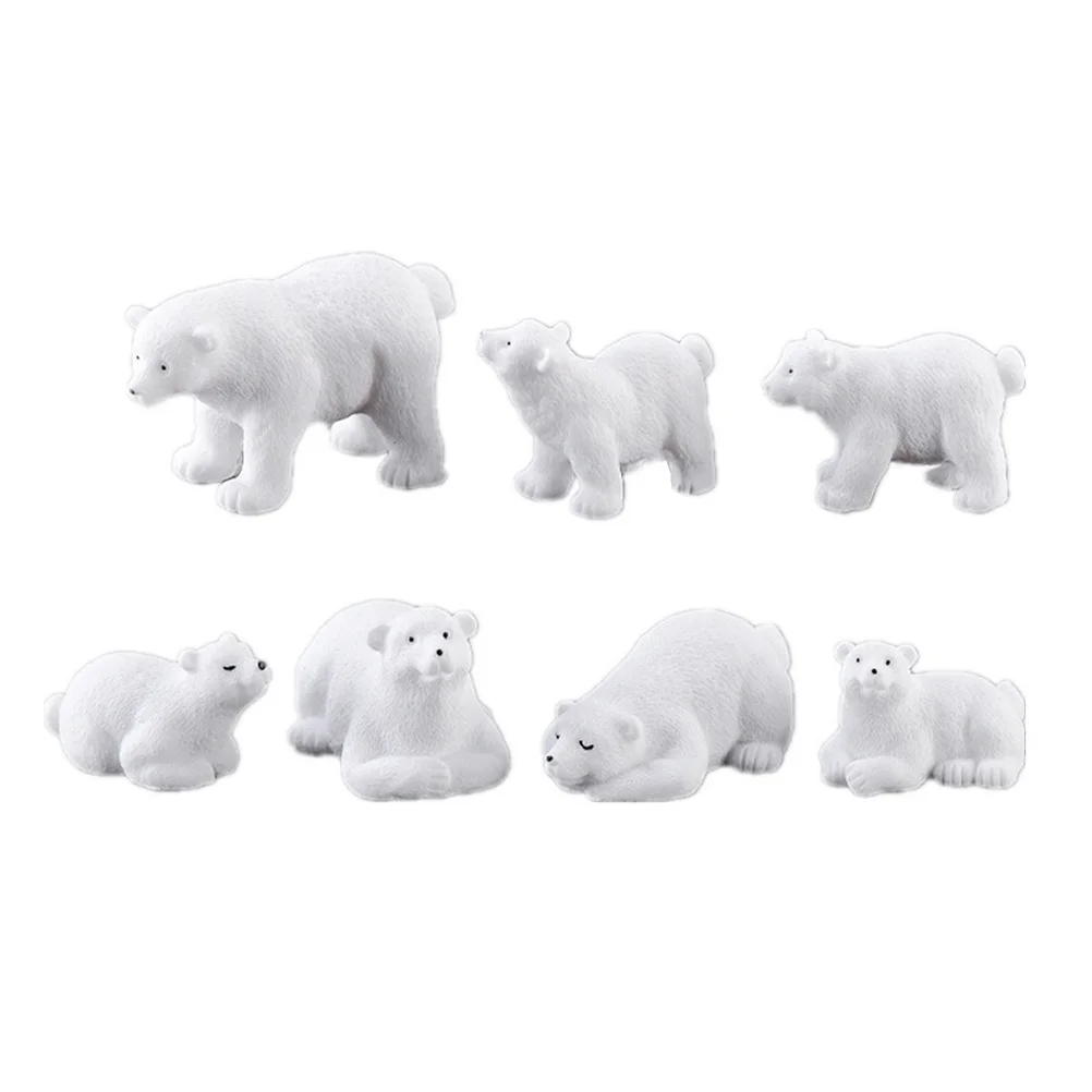 

Figurines Animalminiature Mini Figures White Animals Arctic Ornament Topper Set Realistic Cupcakefamily Landscape Gardentoy Tiny