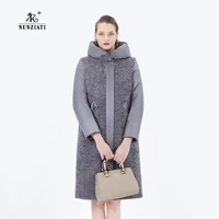 nunziati 2022 lamb wool faux fur stitching hooded jacket womens winter padded jacket plus size thick brand jacket692