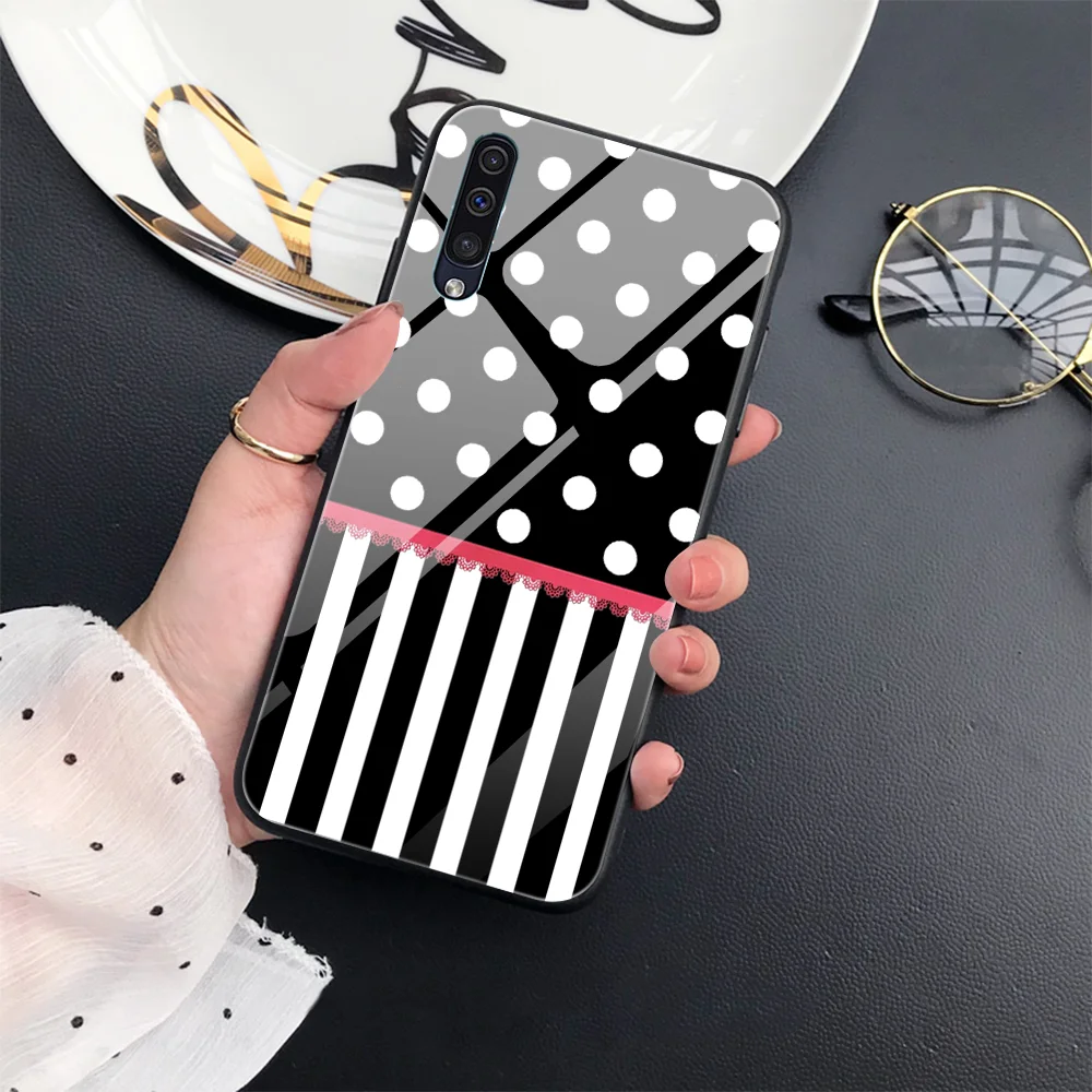 

Polka Dot Stripes Case for Samsung Galaxy S21Ultra A12 A51 A52 A71 A13 5G A20S S21 Plus S20 FE S10 Cover Tempered Glass Bumper