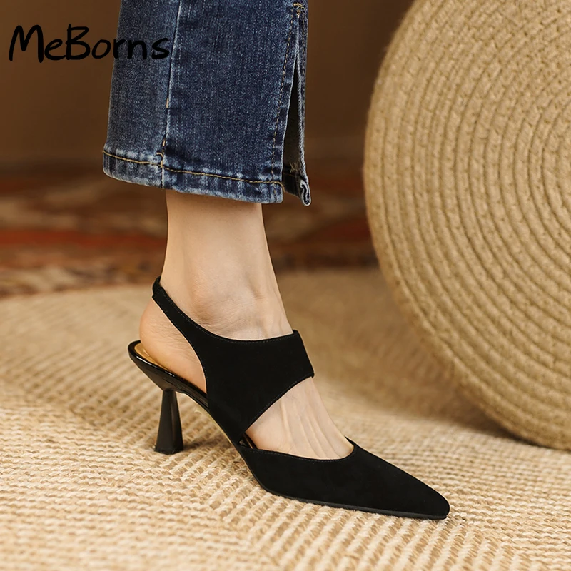 

2022 New Spring Suede Leather Women Shoes Retro Slip-On Women Pumps Pointed Toe Heels Shoes Women Zapatos De Mujer Heels Women