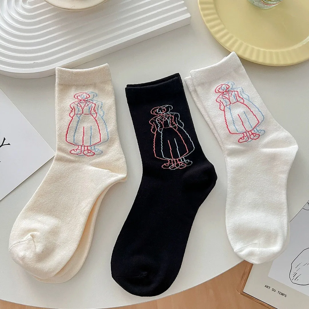 Носки женские средней длины Простые Модные Удобные однотонные носки в стиле