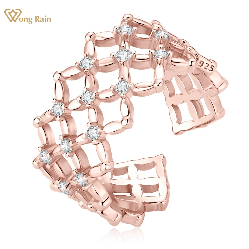 

Wong Rain 18K Gold Plated 925 Sterling Silver Lab Sapphire Gemstone Open Ring For Women Jewelry Wedding Party Gifts Wholesale