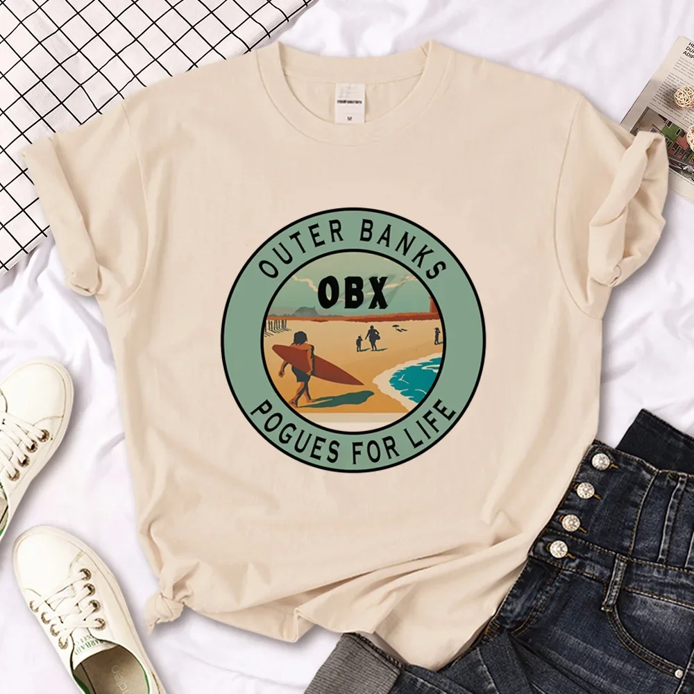 Jj Outer Banks t-shirt girl women Breathable Retro University Graphic tshirt Comfortable Pastel streetwear