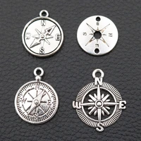 8pcs mixed 4 style silver plated compass tag alloy pendants diy charm earring bracelet jewelry crafts metal accessories a5