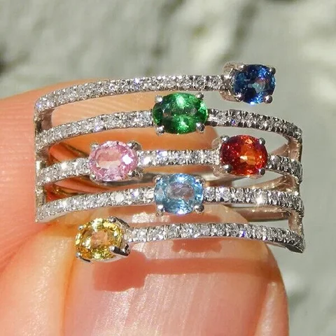 CAOSHI кольцa из латуни с цирконием размер #6 7 8 9 10 для женщин